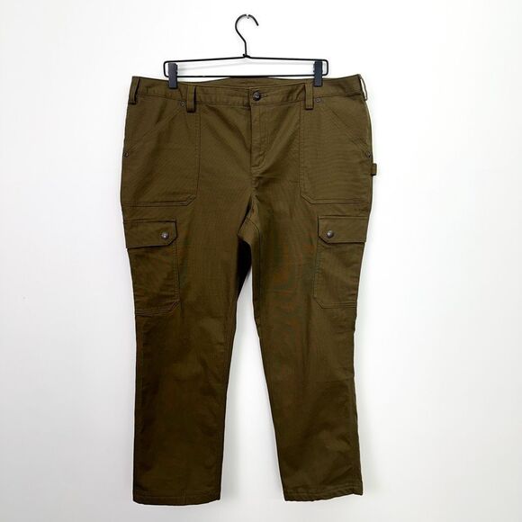 Duluth Trading Co Women’s DuluthFlex Fire Hose Slim Leg Cargo Pants Olive Green - Picture 2 of 8